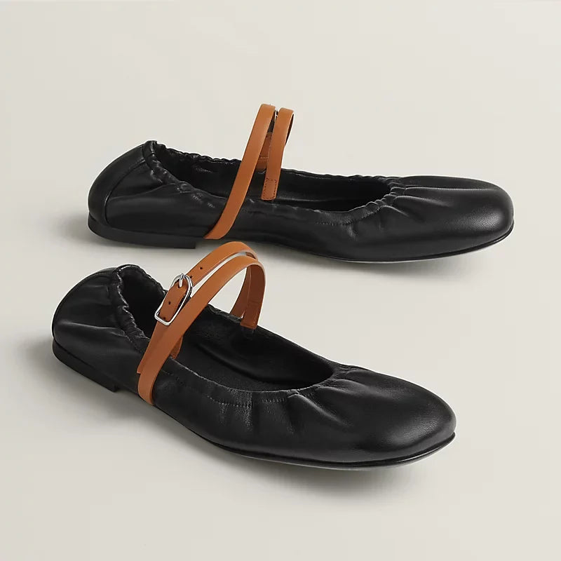 HM Jolly Ballet Flat In Black Lambskin 100081