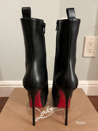 Louboutin Dolly Booty Alta 160 Black Calfskin Ankle Boots