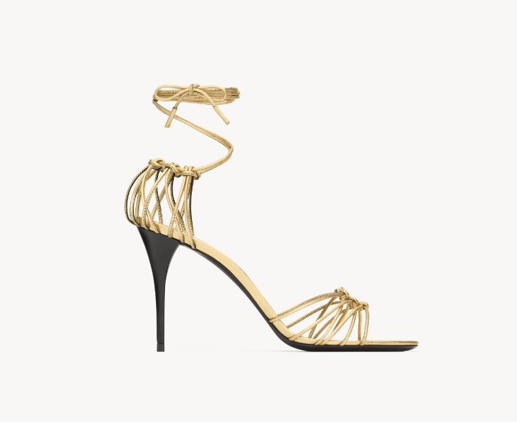 YSL Babylone Sandal Gold Metallic Lambskin