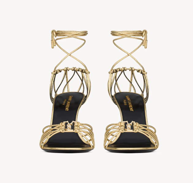 YSL Babylone Sandal Gold Metallic Lambskin