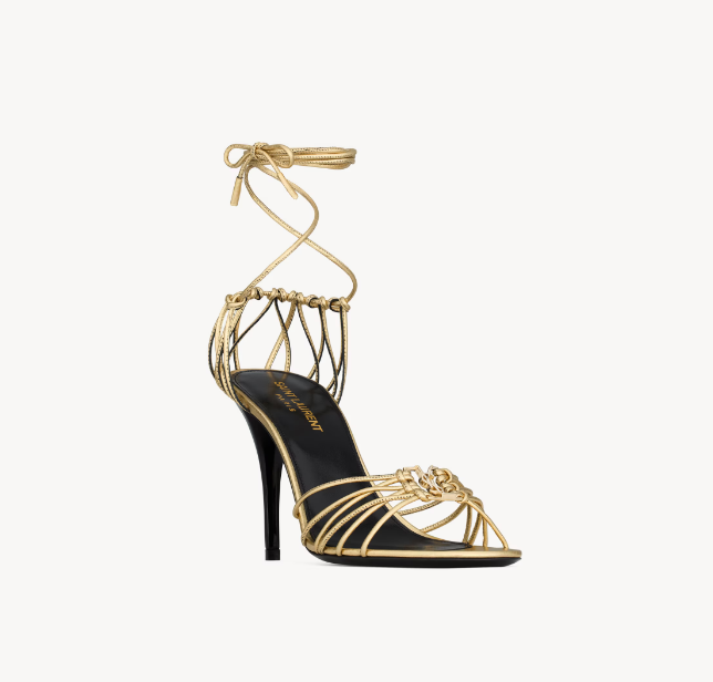 YSL Babylone Sandal Gold Metallic Lambskin