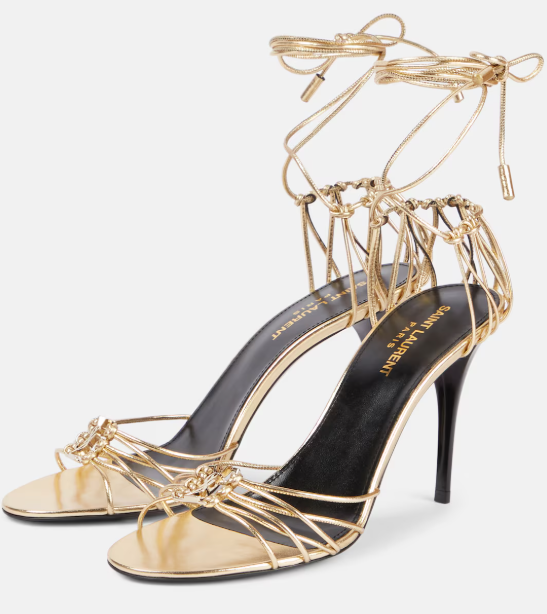 YSL Babylone Sandal Gold Metallic Lambskin