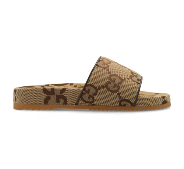 GC Maxi GG Slide Sandal Camel Ebony Canvas