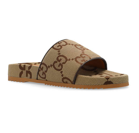 GC Maxi GG Slide Sandal Camel Ebony Canvas