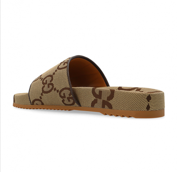 GC Maxi GG Slide Sandal Camel Ebony Canvas