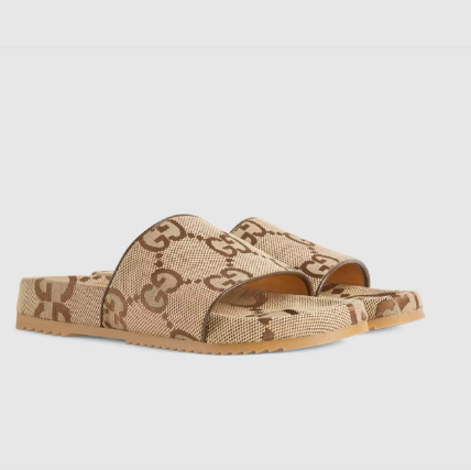 GC Maxi GG Slide Sandal Camel Ebony Canvas