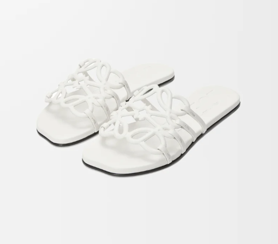 Loew Petal Anagram Leather Slides White