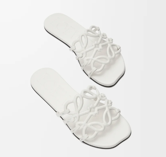 Loew Petal Anagram Leather Slides White