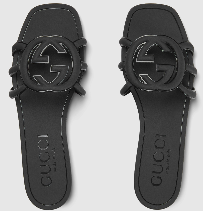 GC Interlocking G Slide Sandal Black Rubber