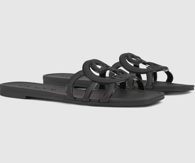 GC Interlocking G Slide Sandal Black Rubber