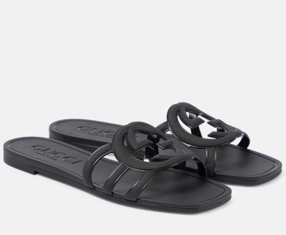 GC Interlocking G Slide Sandal Black Rubber