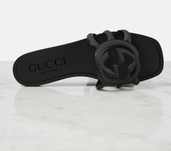 GC Interlocking G Slide Sandal Black Rubber