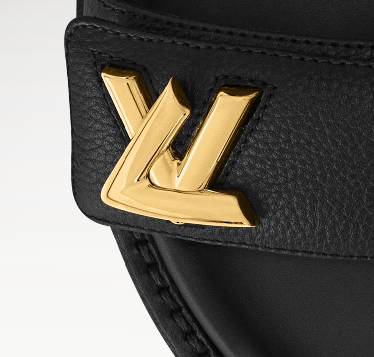 LV Sunset Platform Comfort Sandals Black Gold Grained Calfskin