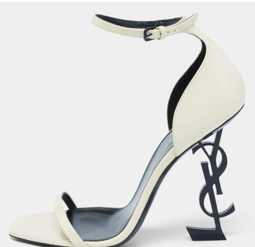 YSL Opyum Sandals White Black Calfskin