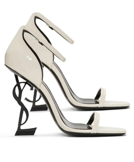 YSL Opyum Sandals White Black Calfskin