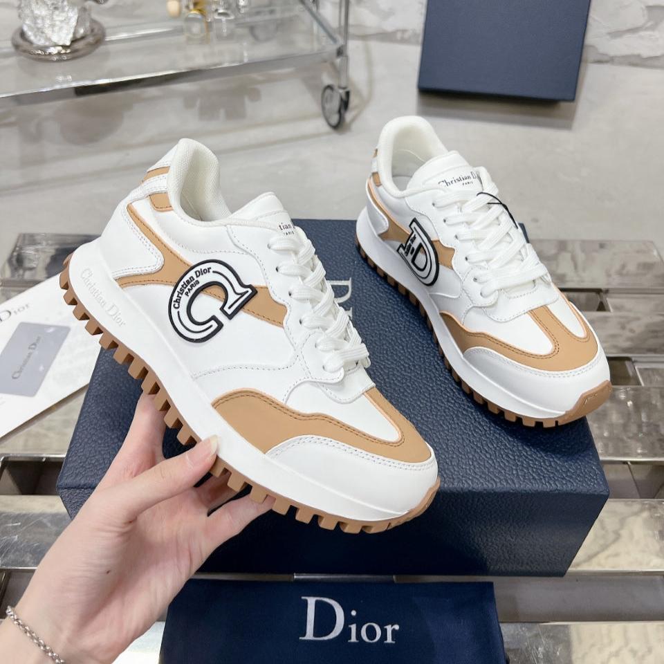 C'est Dior Sneaker 35mm White Mix Dark Beige Cowhide