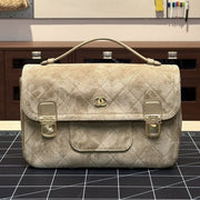Chanel 2026 Quilted Backpack 26cm Beige Suede