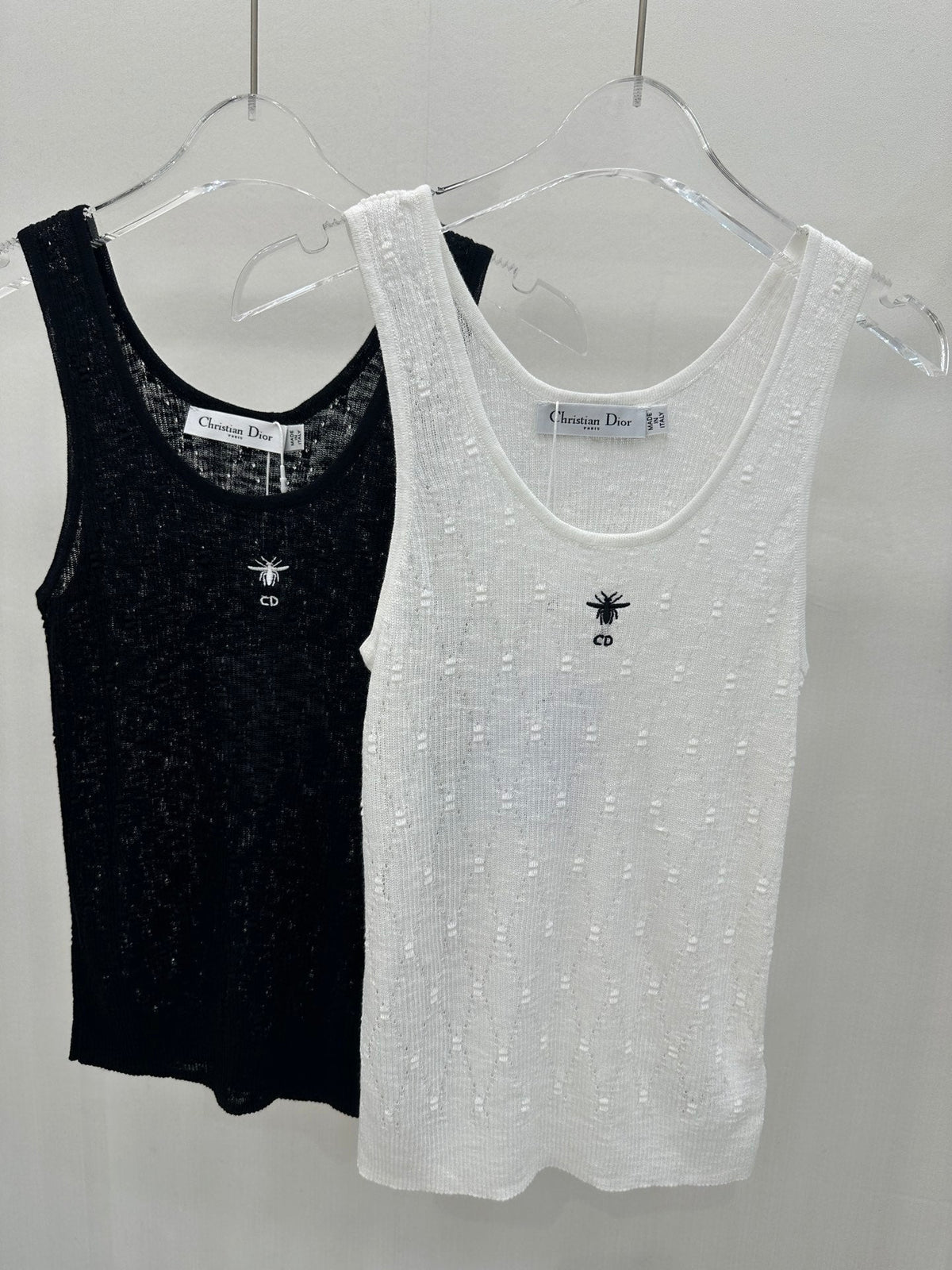 Dior Mesh Tank Top Black and White Cotton