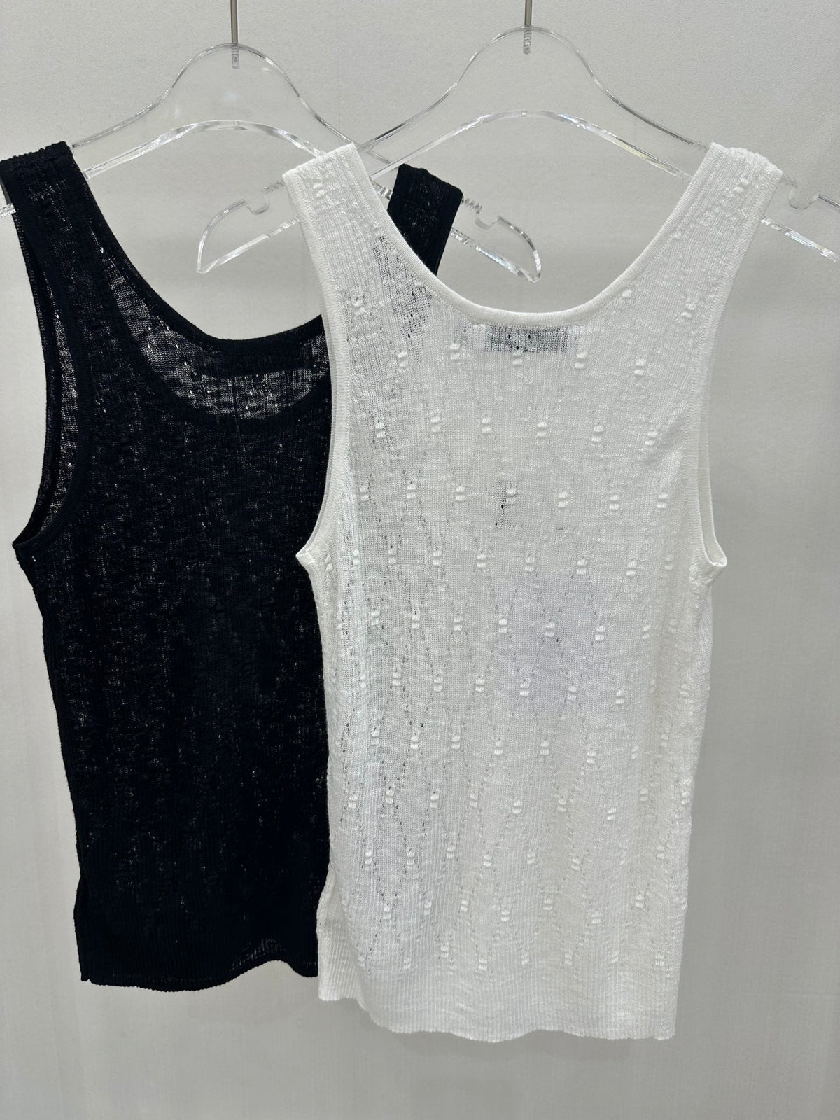 Dior Mesh Tank Top Black and White Cotton
