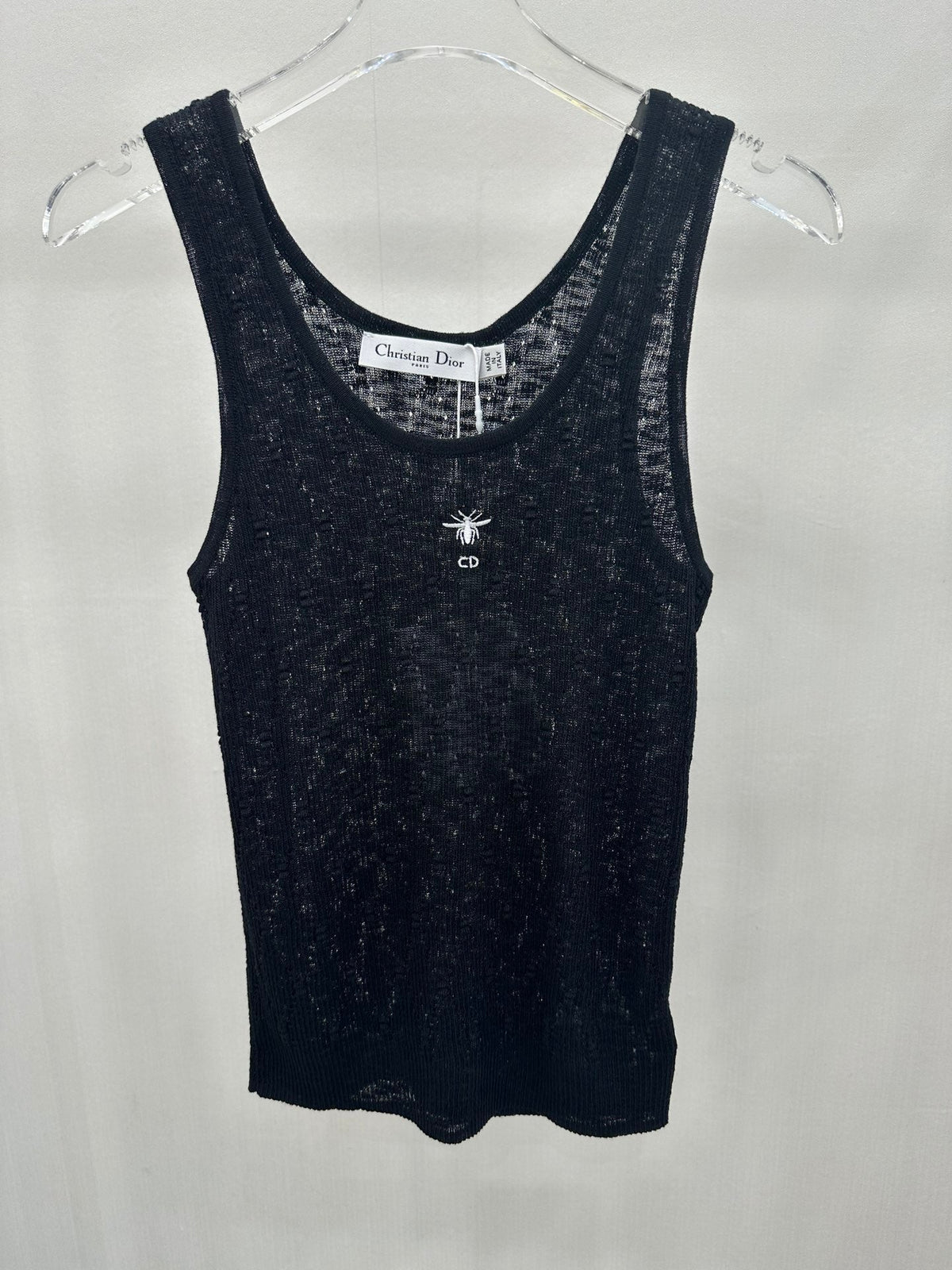 Dior Mesh Tank Top Black and White Cotton