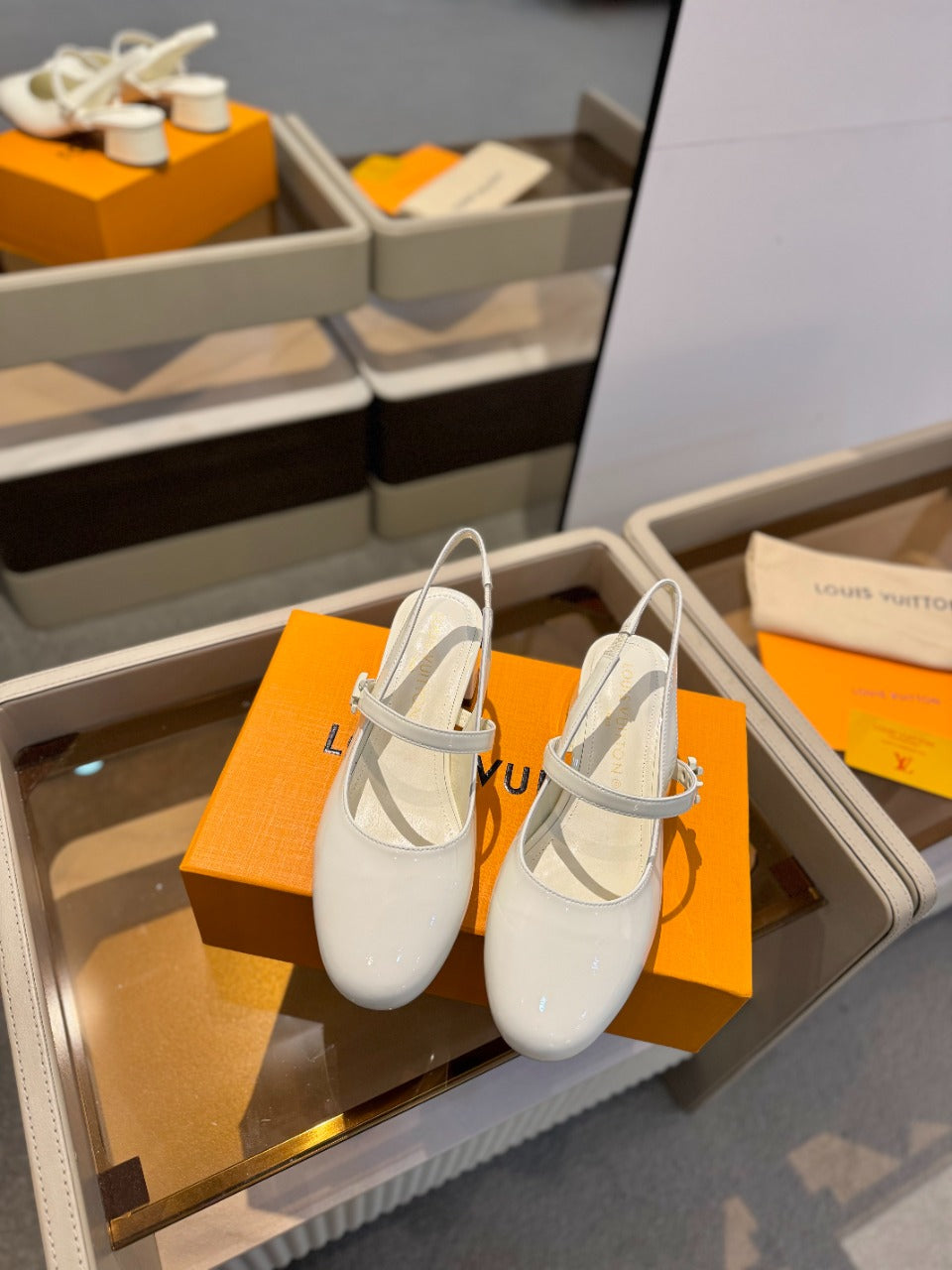 LV Romy Slingback Pump White Calfskin