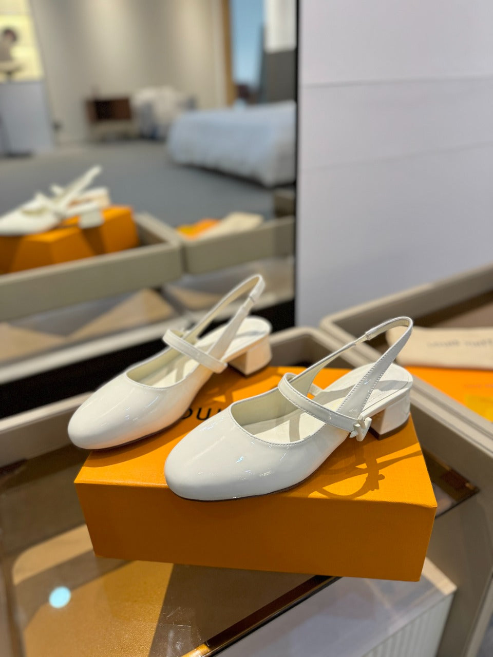 LV Romy Slingback Pump White Calfskin