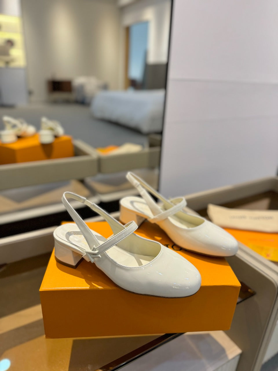 LV Romy Slingback Pump White Calfskin
