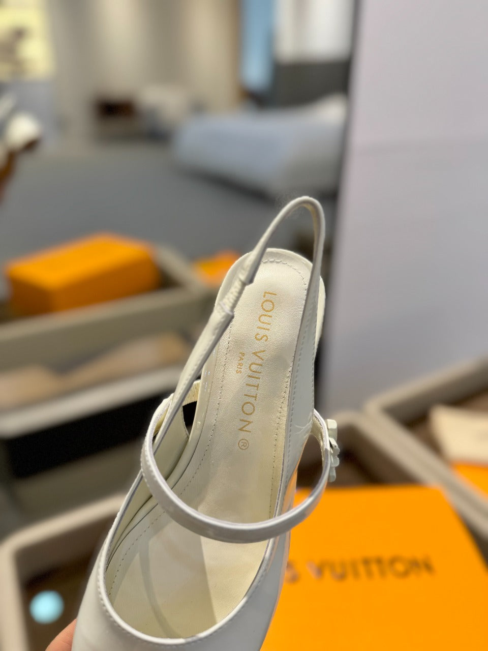 LV Romy Slingback Pump White Calfskin
