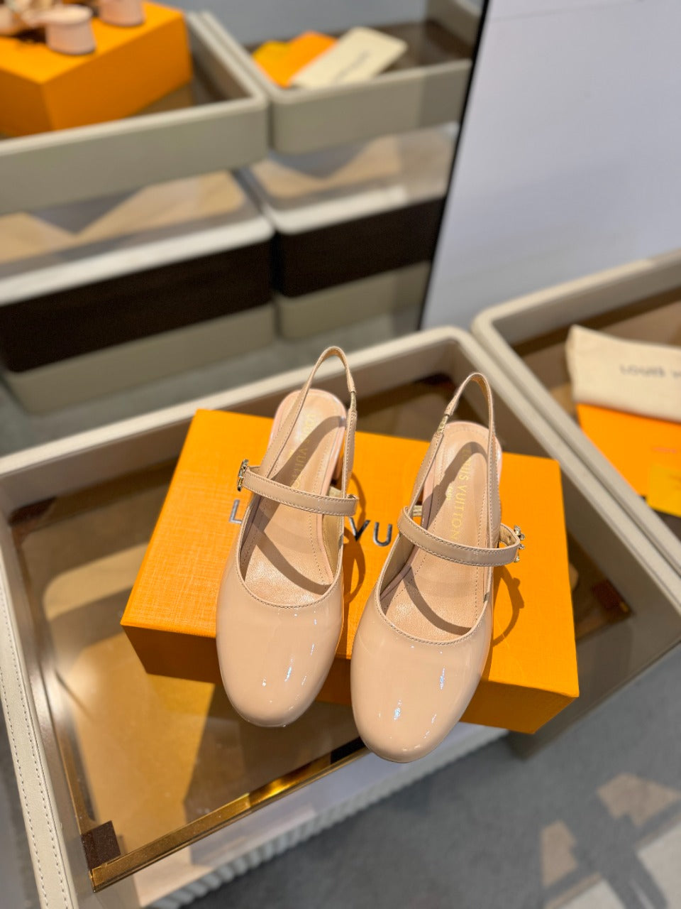 LV Romy Slingback Pump Glossy Beige Calfskin