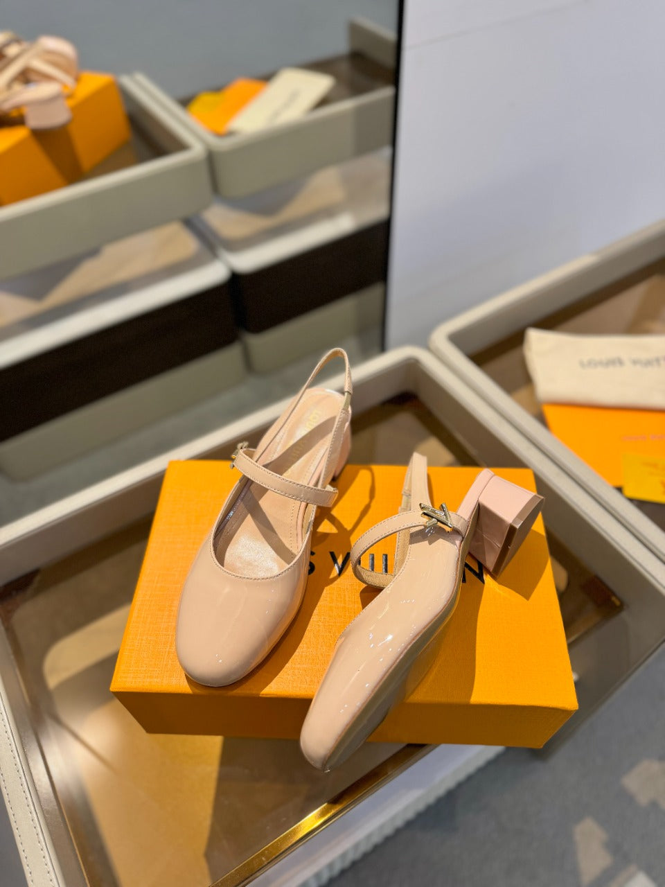 LV Romy Slingback Pump Glossy Beige Calfskin