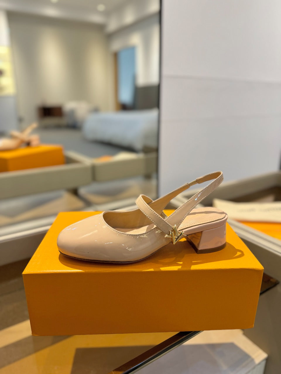 LV Romy Slingback Pump Glossy Beige Calfskin