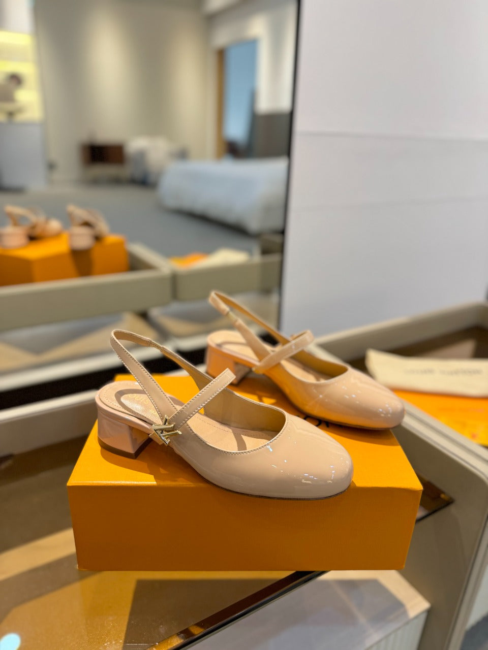 LV Romy Slingback Pump Glossy Beige Calfskin