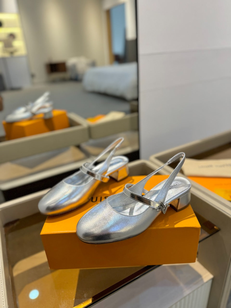 LV Romy Slingback Pump Metallic Silver Calfskin