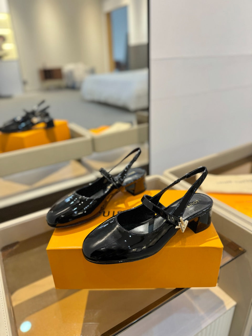 LV Romy Slingback Pump Glossy Black Calfskin