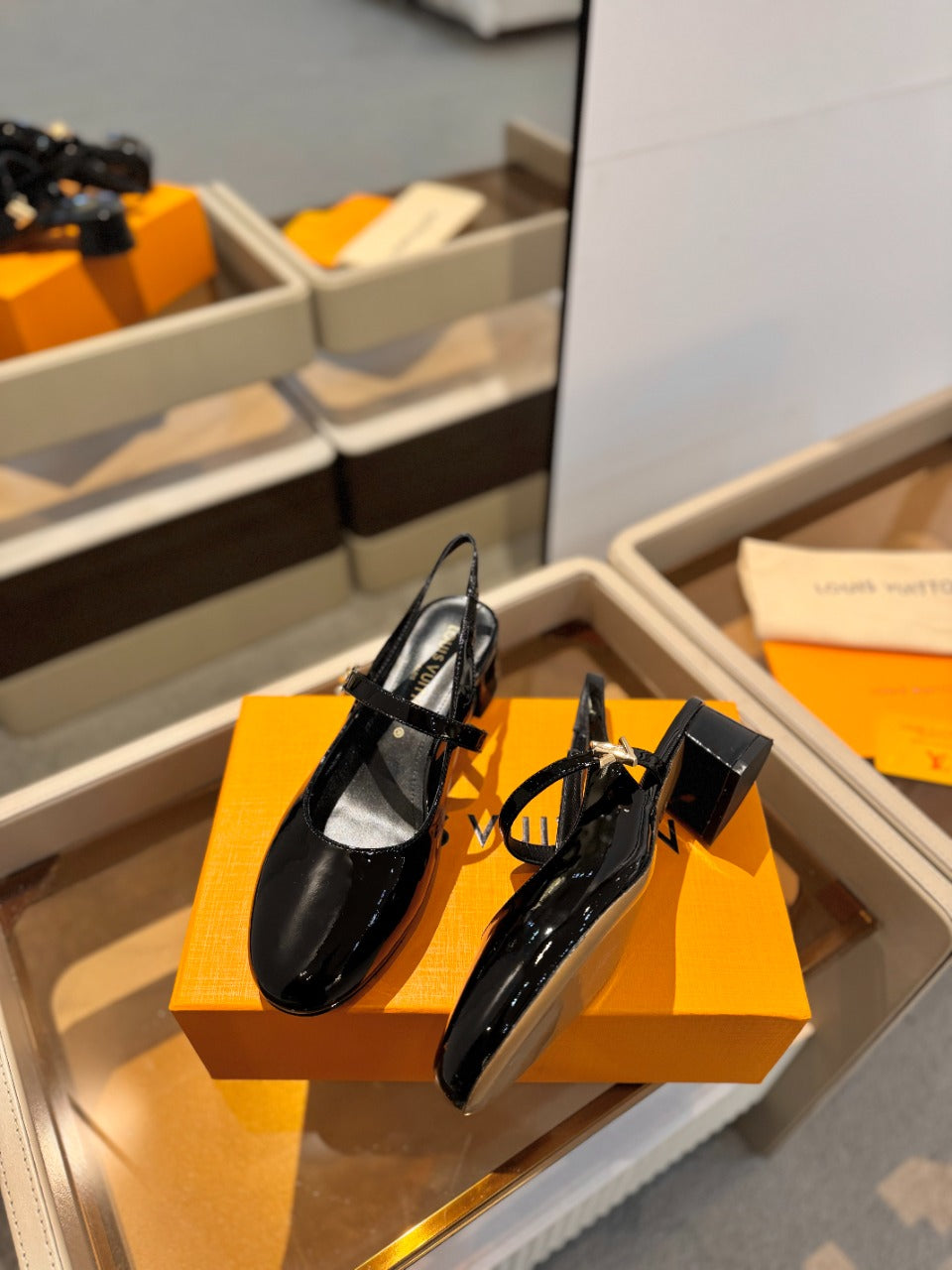 LV Romy Slingback Pump Glossy Black Calfskin