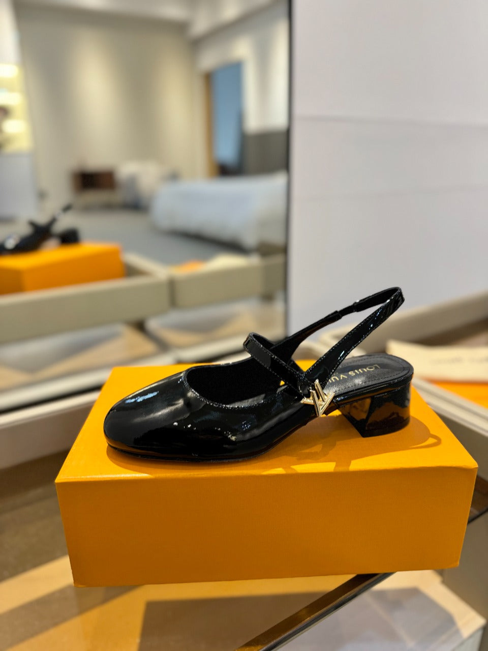 LV Romy Slingback Pump Glossy Black Calfskin