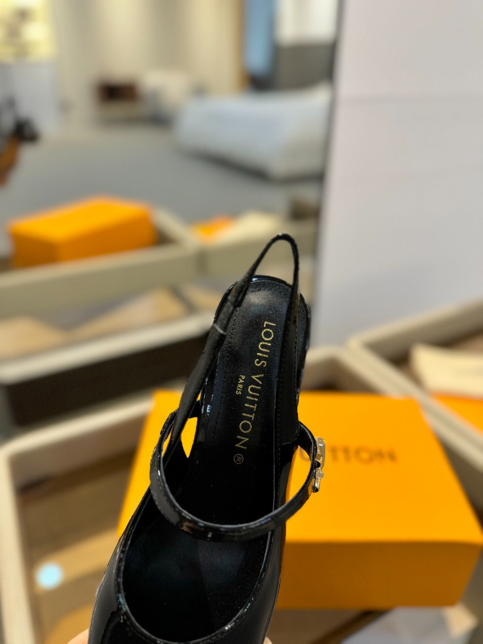 LV Romy Slingback Pump Glossy Black Calfskin
