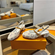 LV Romy Slingback Pump White Monogram Denim Fabric