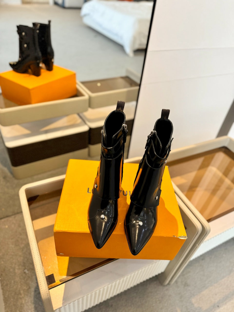 LV Trinity Ankle Boot 75mm Glossy Black Calfskin