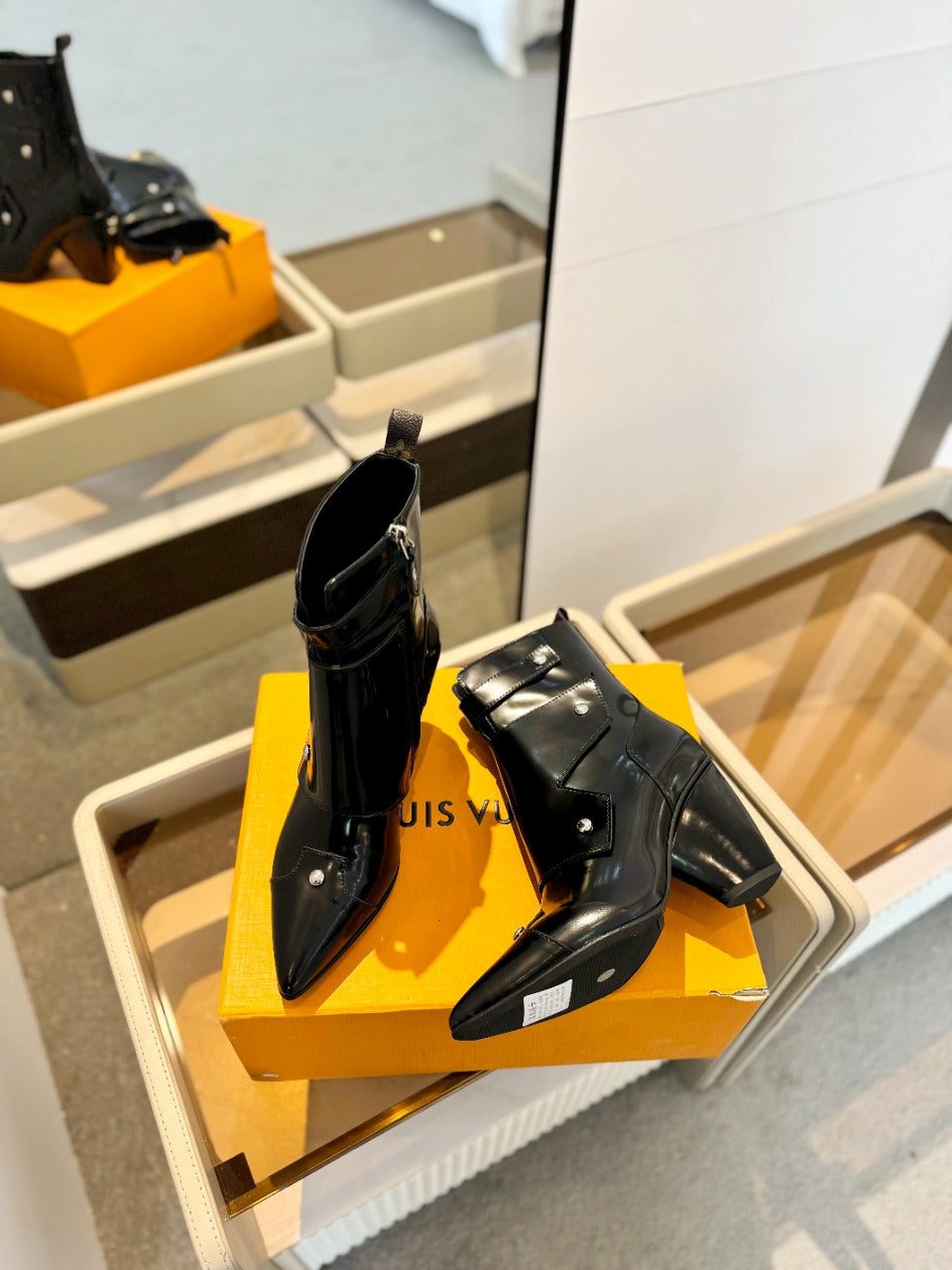 LV Trinity Ankle Boot 75mm Glossy Black Calfskin