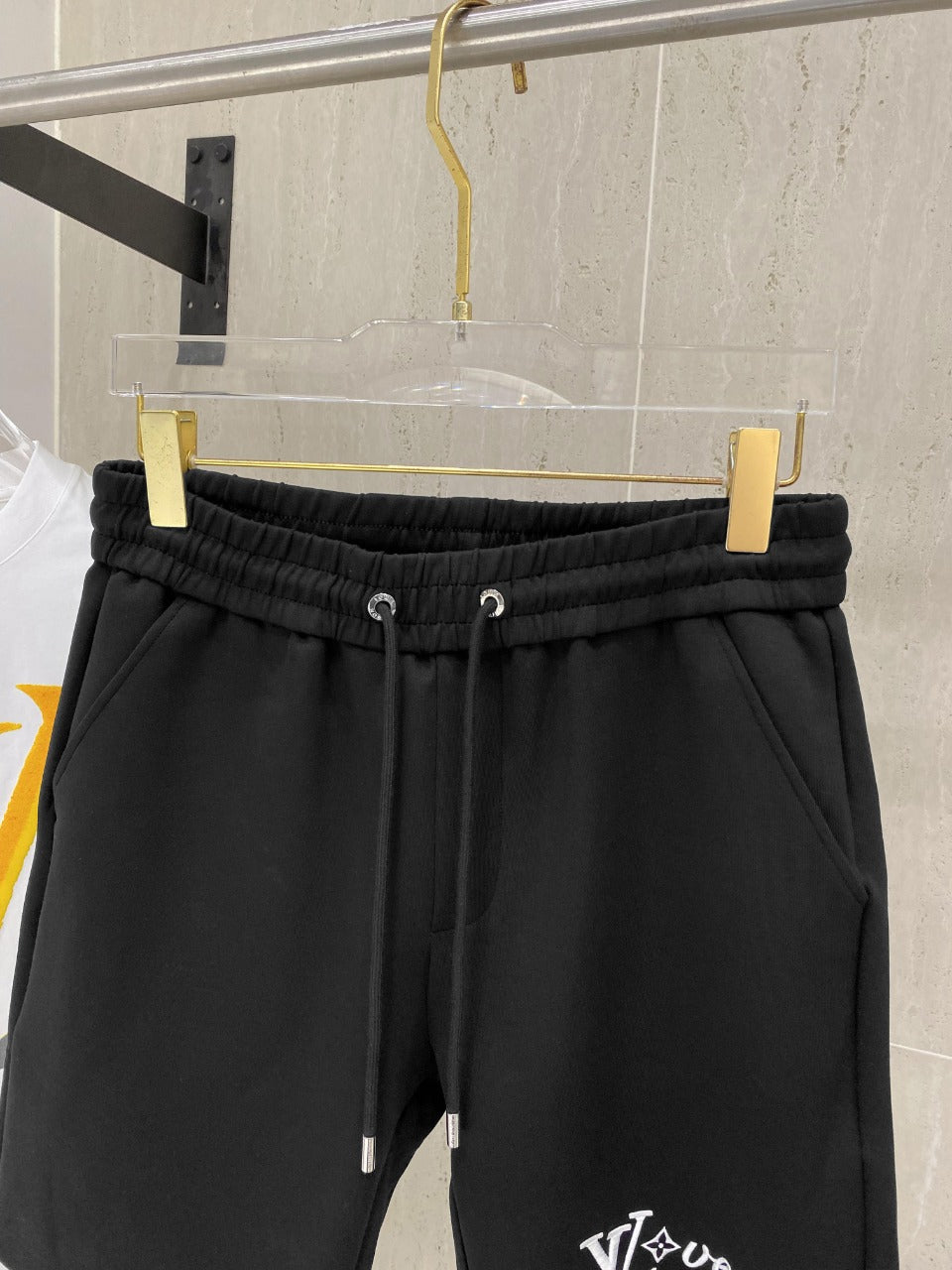LV CASUAL SHORTS BLACK COTTON STRETCH FABRIC 239613