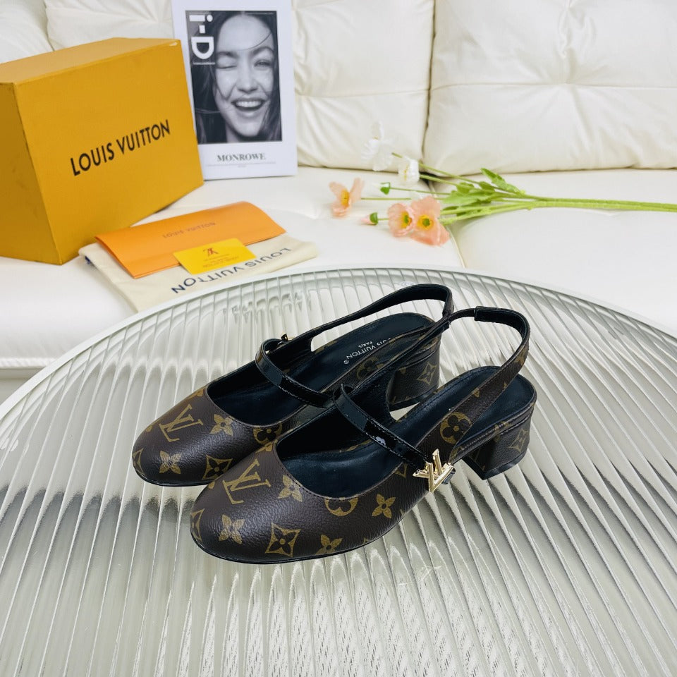 LV Slingback Dark Brown Lambskin
