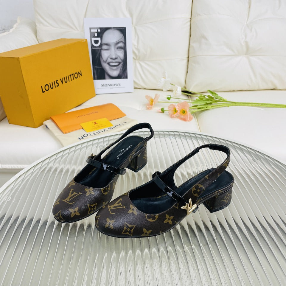 LV Slingback Dark Brown Lambskin