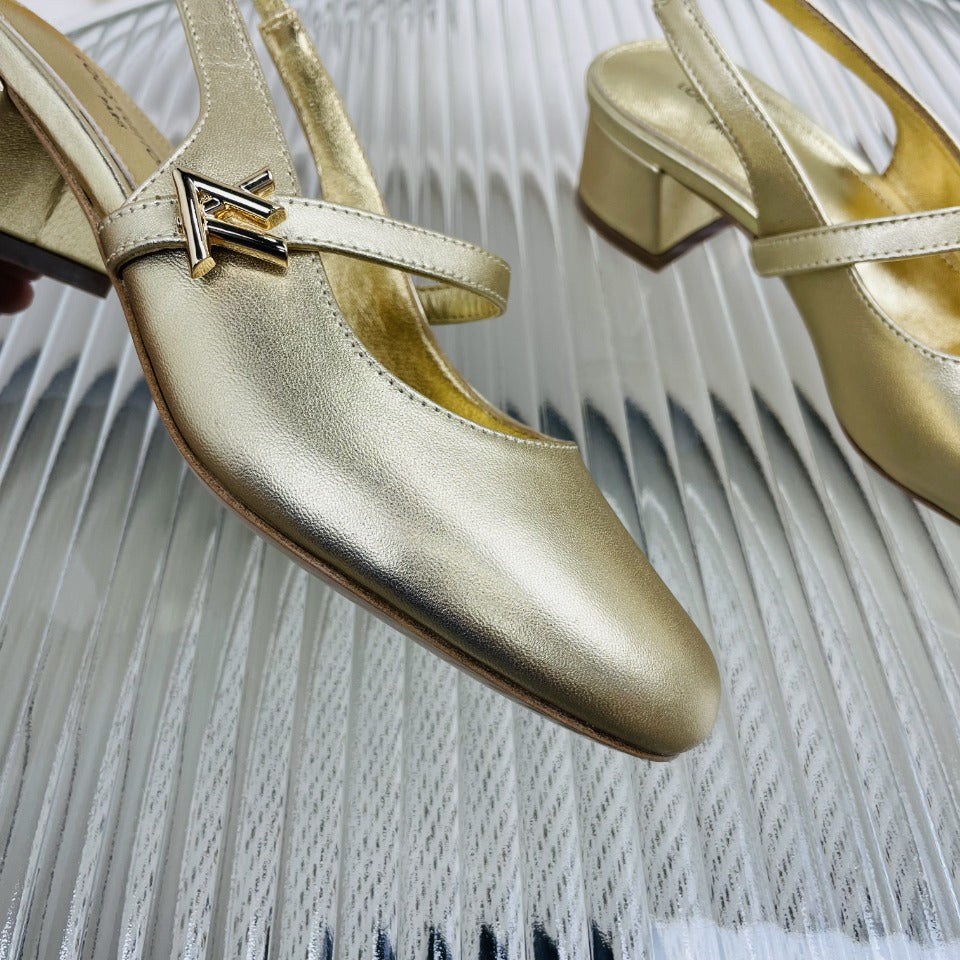 LV Slingback Gold Metallic Lambskin
