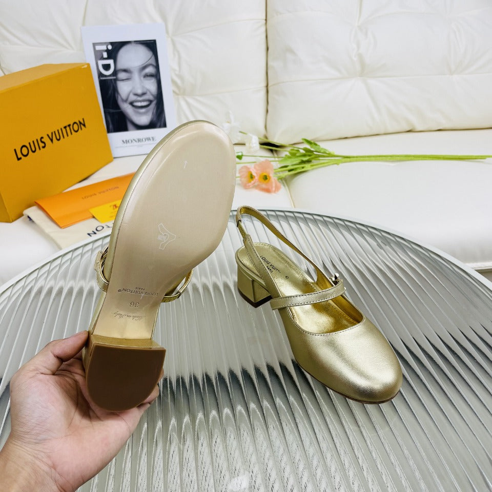 LV Slingback Gold Metallic Lambskin