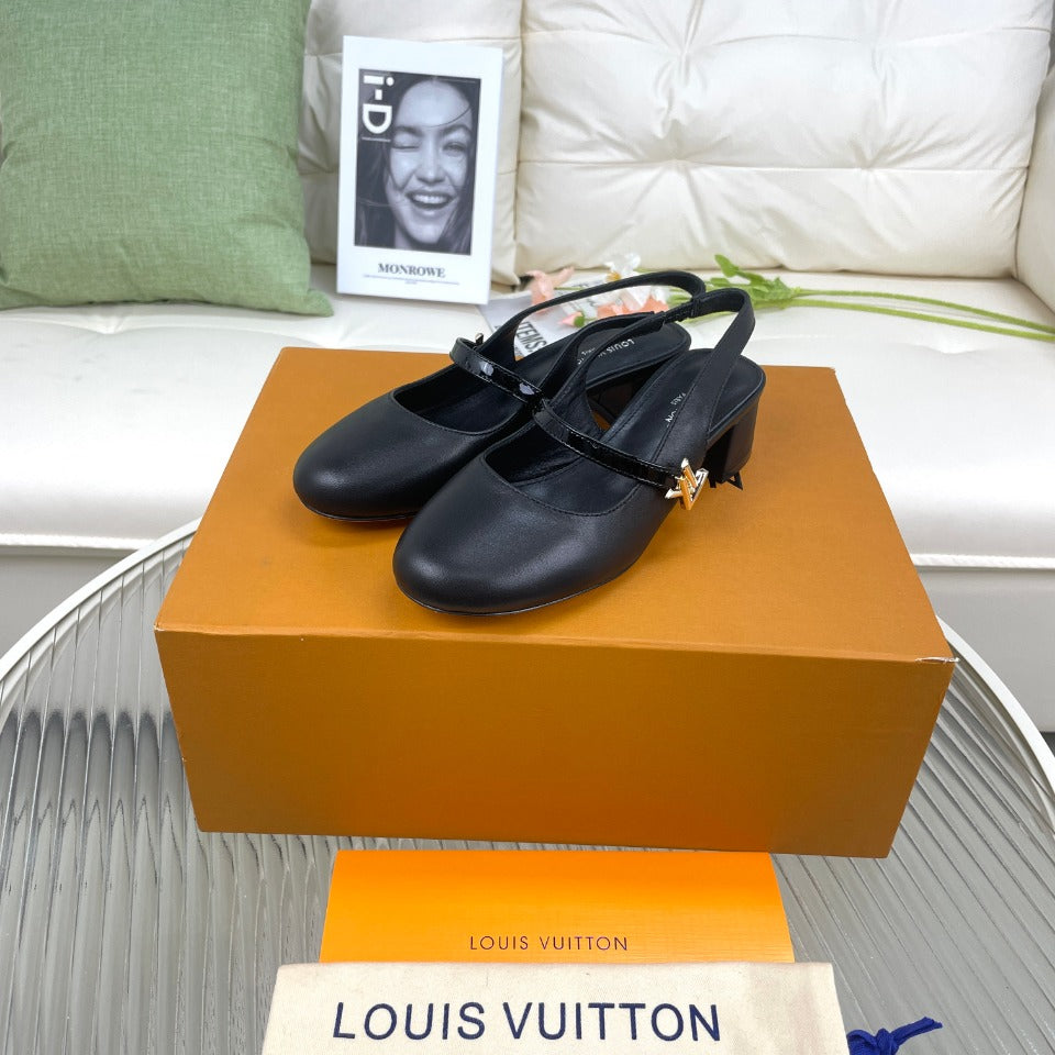 LV Slingback Black Lambskin