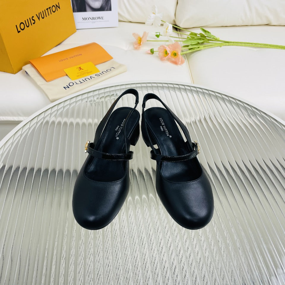 LV Slingback Black Lambskin