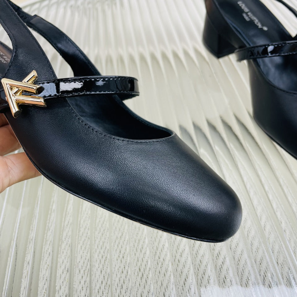 LV Slingback Black Lambskin