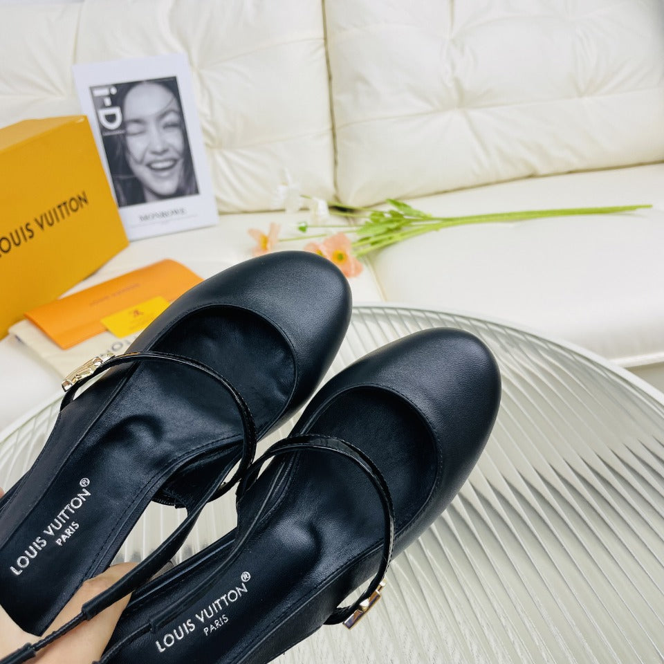LV Slingback Black Lambskin