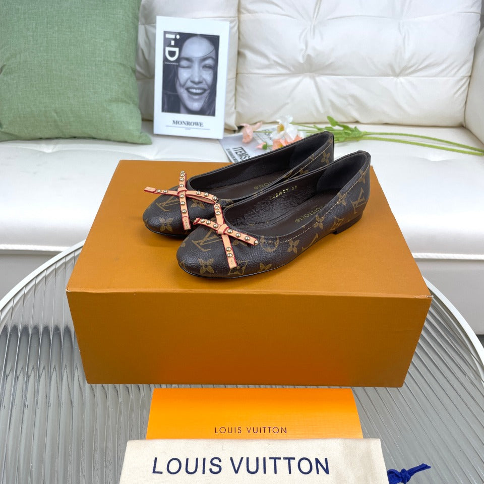 LV Nina Doll Shoes Dark Brown Monogram Cowhide